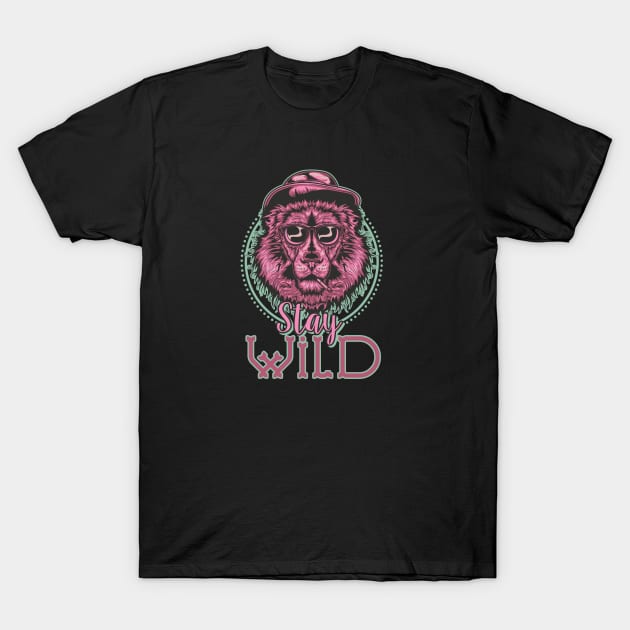 Roar in Style: Smoking Lion T-Shirt 🦁🕶️ | Embrace the Wild with 'Stay Wild' Vibes!" T-Shirt by La Moda Tee